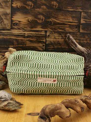 Made by Sardinia -  Beauty Case in tessuto verde, realizzato a mano